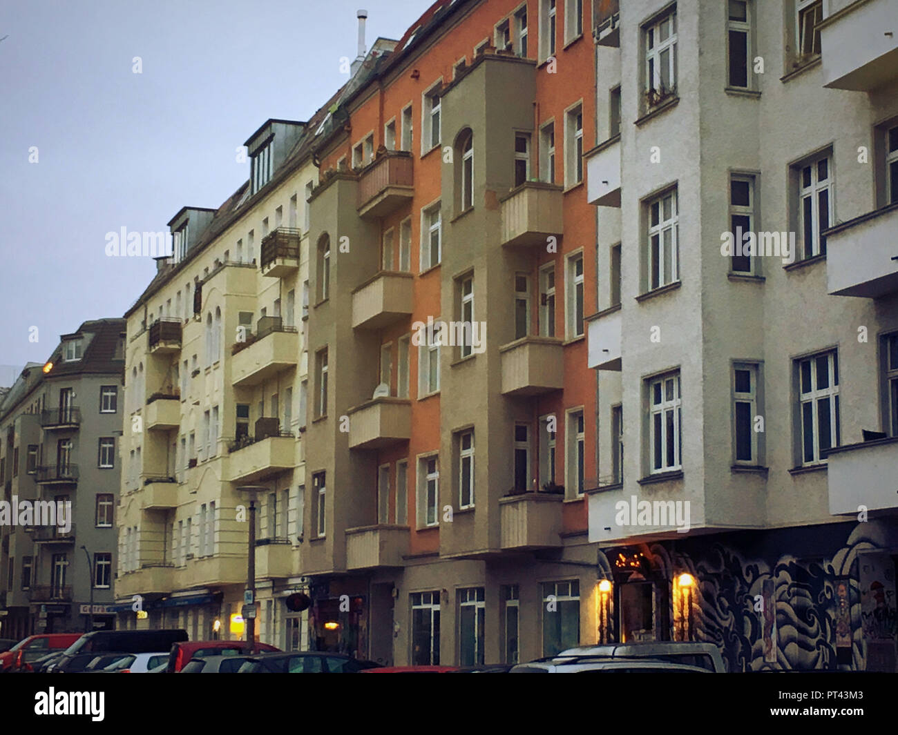 Germany Berlin Street Scene And House Facades In Friedrichshain Stock Photo Alamy