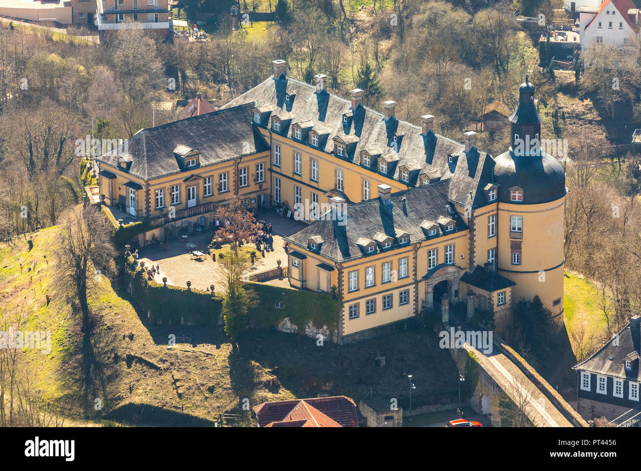 Altwildungen with castle Friedrichstein in Bad Wildungen, health resort center and historic spa in the district of Waldeck-Frankenberg, Northern Hesse, Hesse, Germany Stock Photo