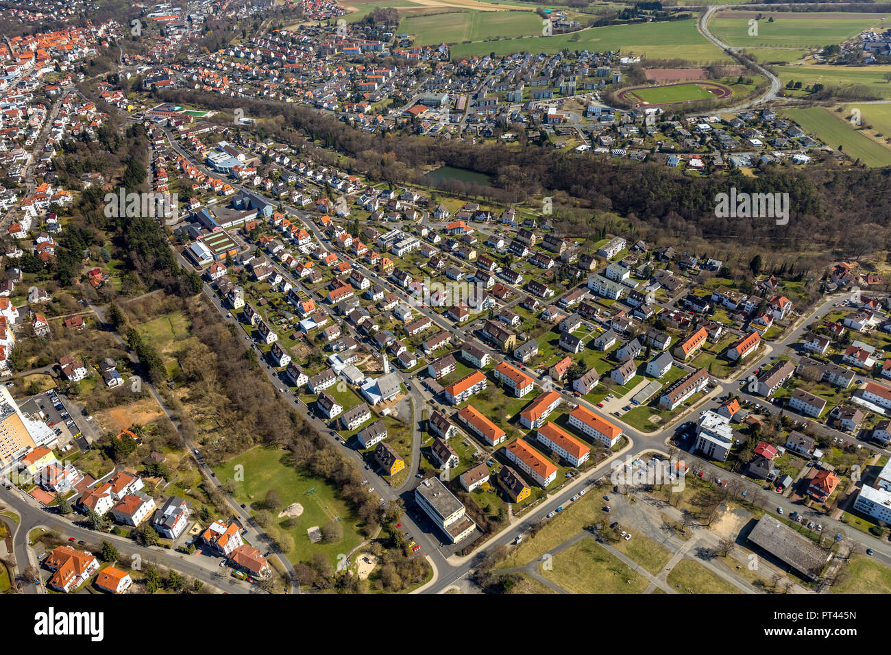 District and residential area on the Stresemannstraße in Bad Wildungen, health resort center and historic spa in the district Waldeck-Frankenberg, Northern Hesse, Hesse, Germany Stock Photo