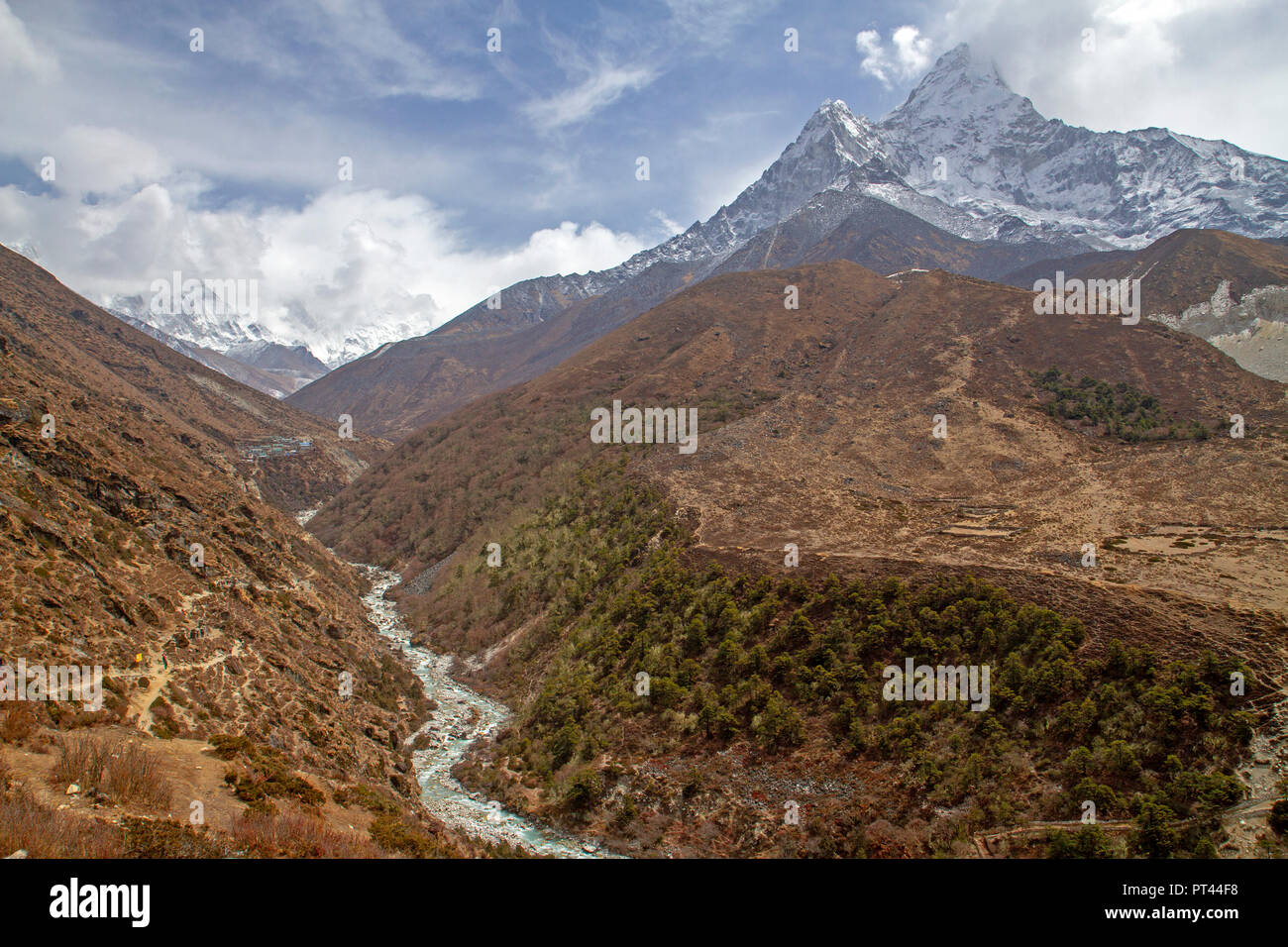 Ama Dablam and the Khumbu Valley Stock Photo