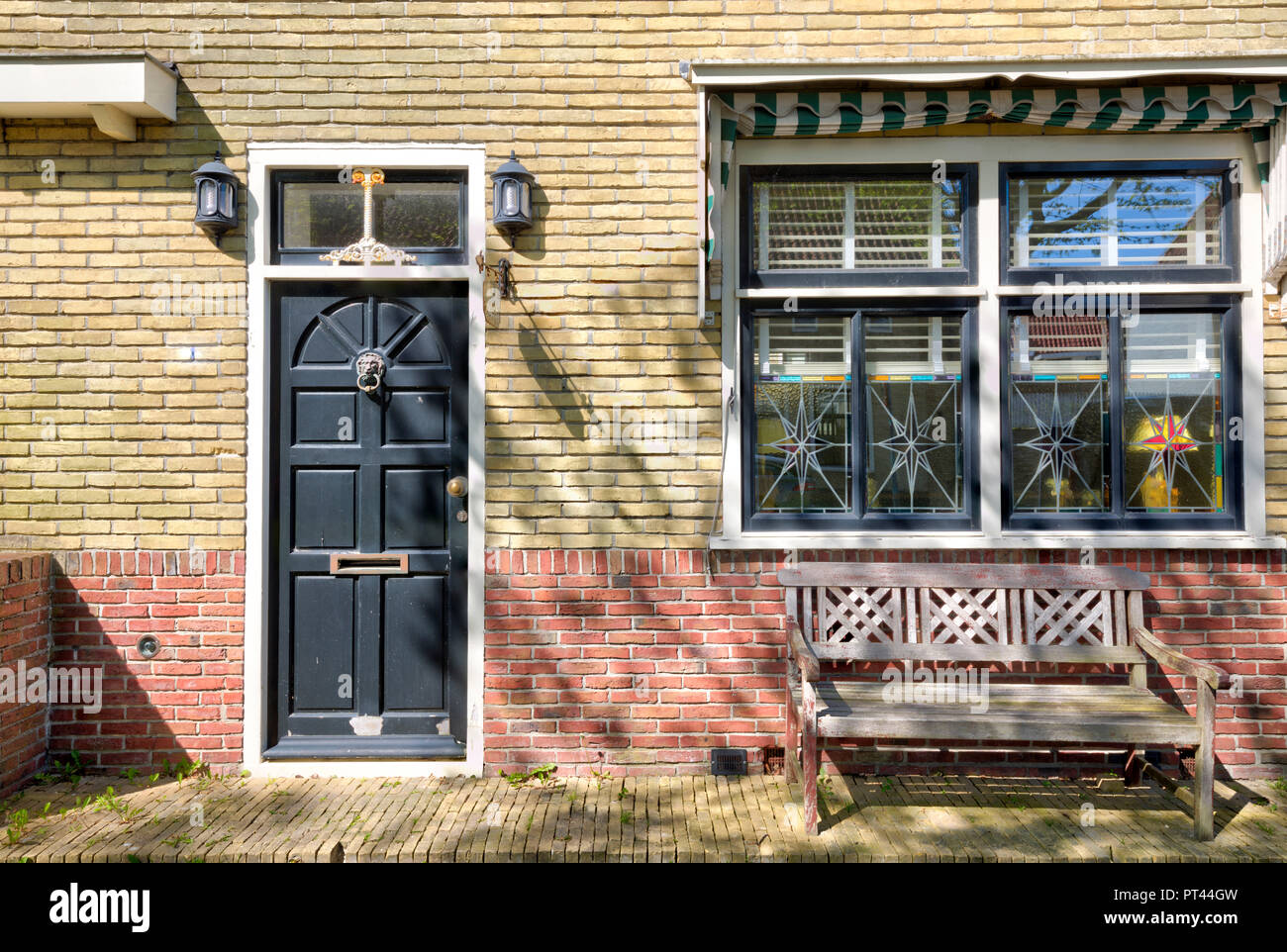 House view, Facade, Old Town, Harlingen, Friesland, Netherlands Stock