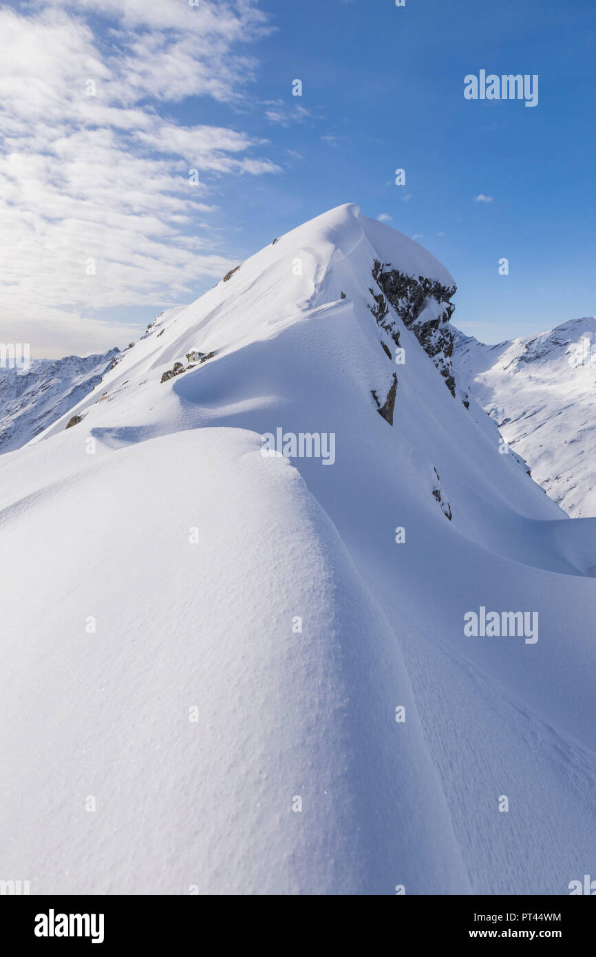The snow capped peaks of Fontana valley, Fontana valley, Sondrio district, Lombardy, Italy Stock Photo