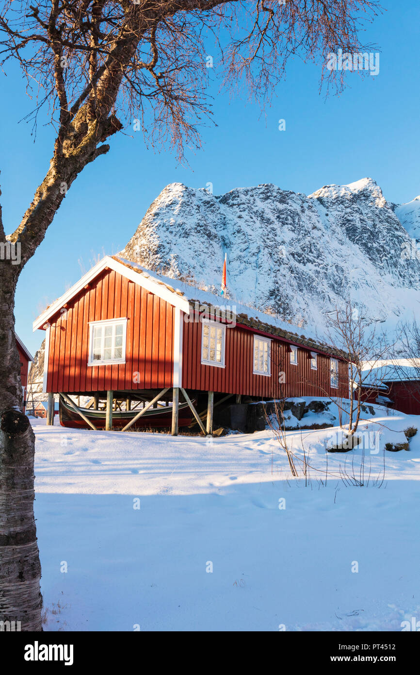 Traditional hut (Rorbu), Reine, Lofoten Islands, Norway Stock Photo