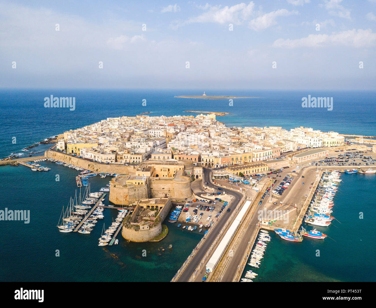 City of Gallipoli aerial view, Lecce province, Apulia, Salento, Italy, Europe, Stock Photo