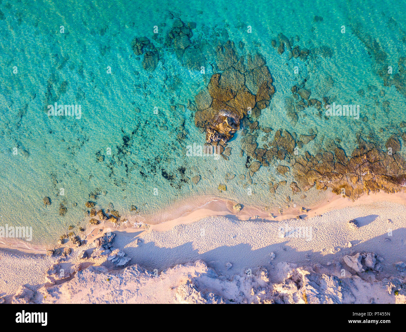 Detail of Ionic sea aerial view, Taranto district, Puglia, Italy, Europe, Stock Photo