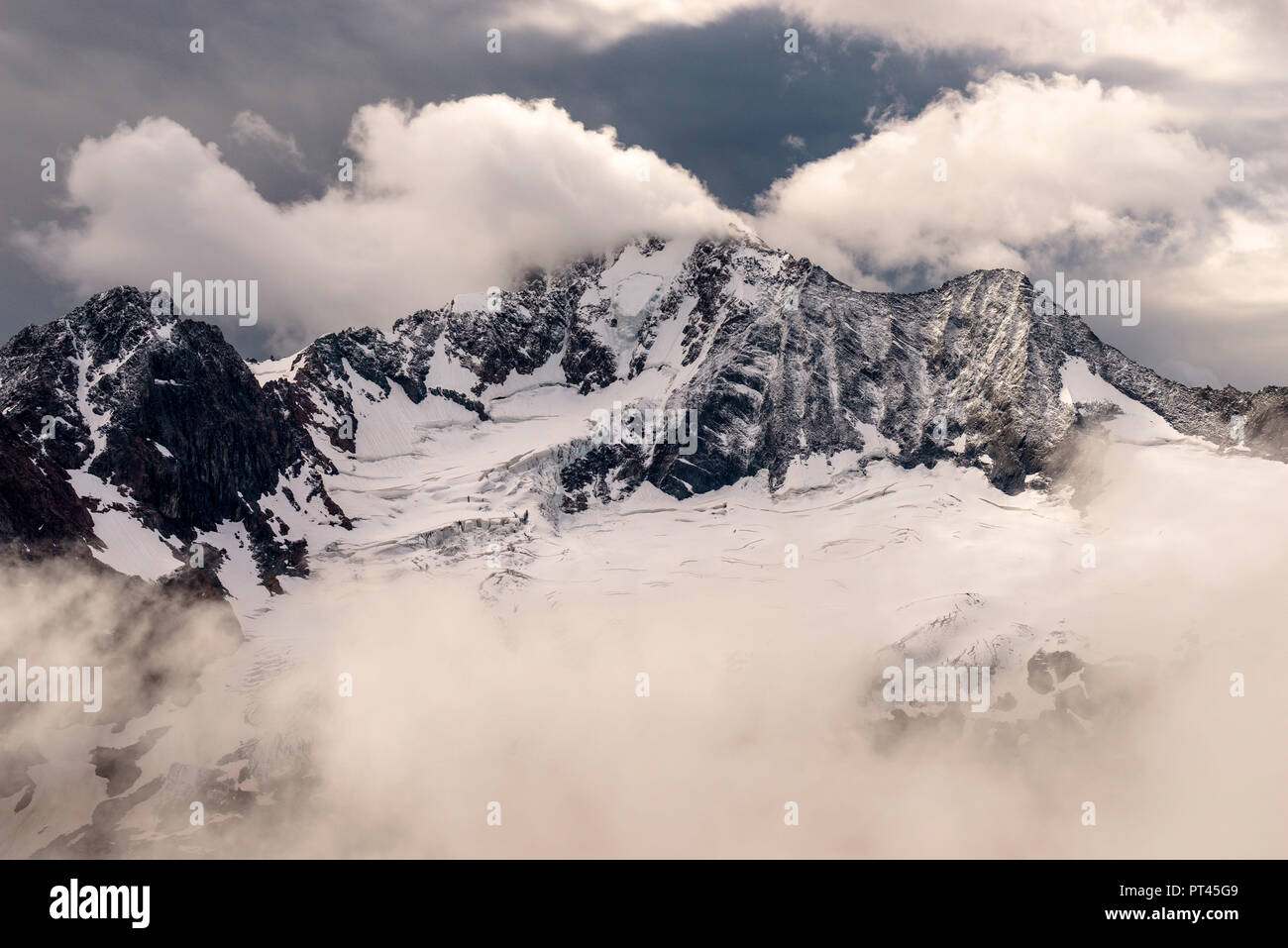 The North Face of Mount Disgrazia, Chiareggio, Valmalenco, Province of Sondrio, Lombardy, Italy Stock Photo