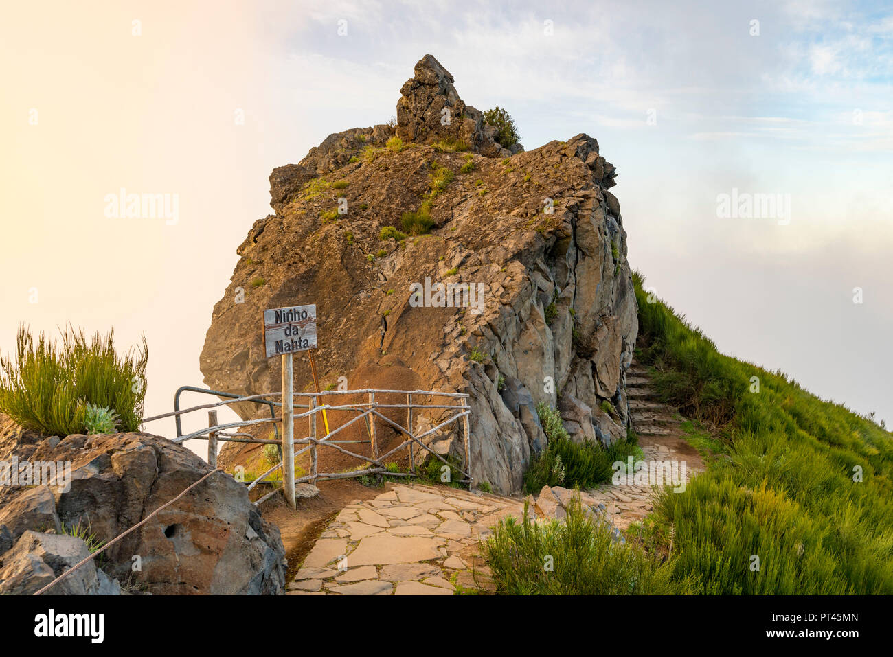 Trail to Ninho da Manta lookout, Pico do Arieiro, Funchal, Madeira region, Portugal, Stock Photo