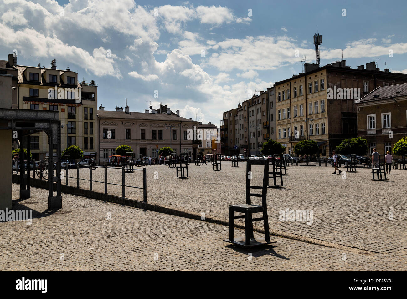 Europe, Poland, Lesser Poland, Krakow, district Kazimierz, Plac Bohaterów Getta / Ghetto Heroes Square Stock Photo