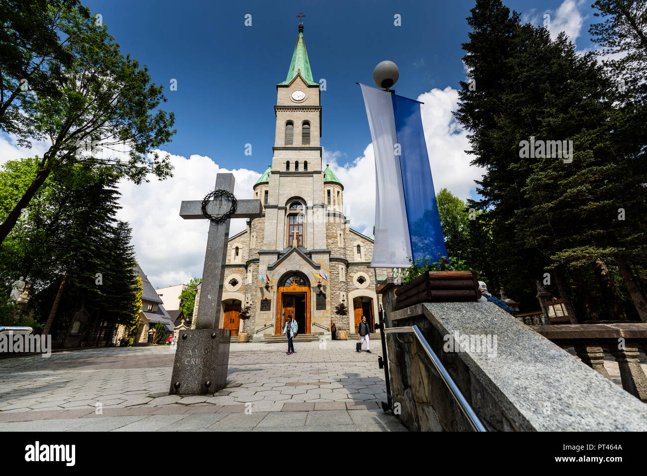 Europe, Poland, Lesser Poland, Zakopane - Krupowki - Church of the Holy Family Stock Photo