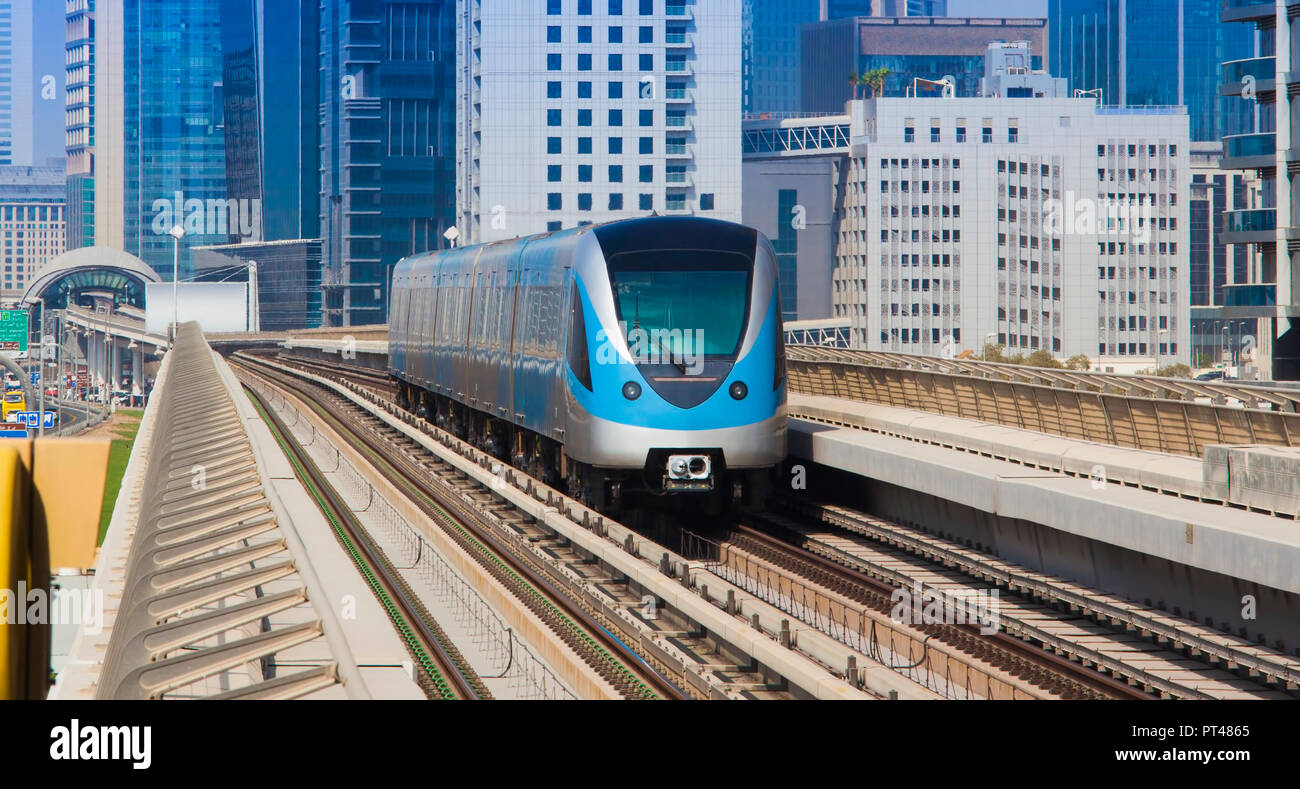 modern metro in Dubai city, United Arab Emirates Stock Photo