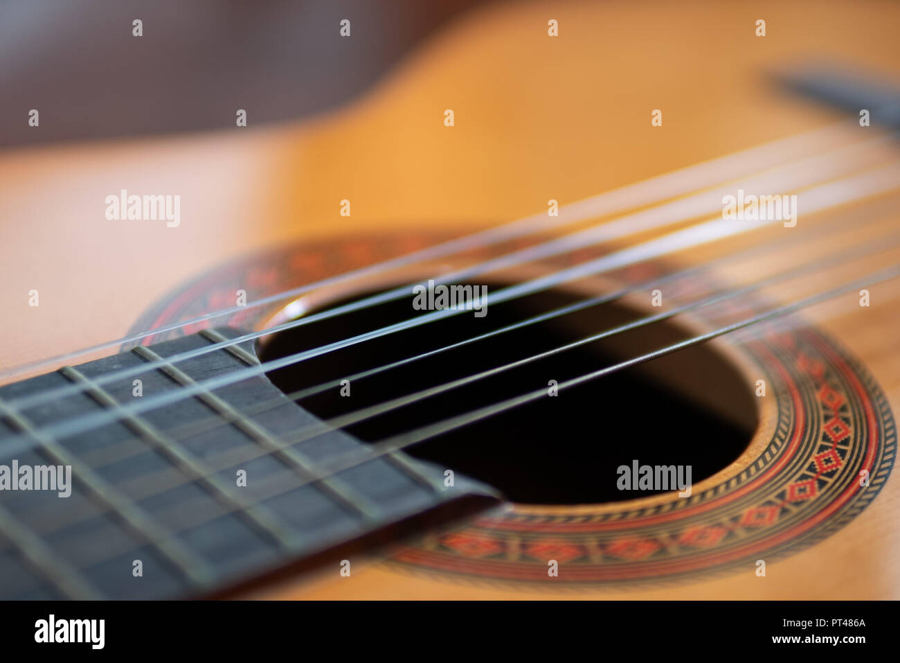Classical guitar sound hole Stock Photo Alamy