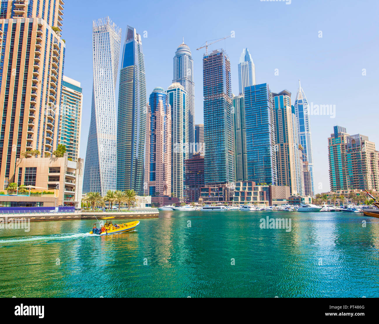 boats and modern buildings in Dubai Marina, United Arab Emirates Stock Photo Alamy