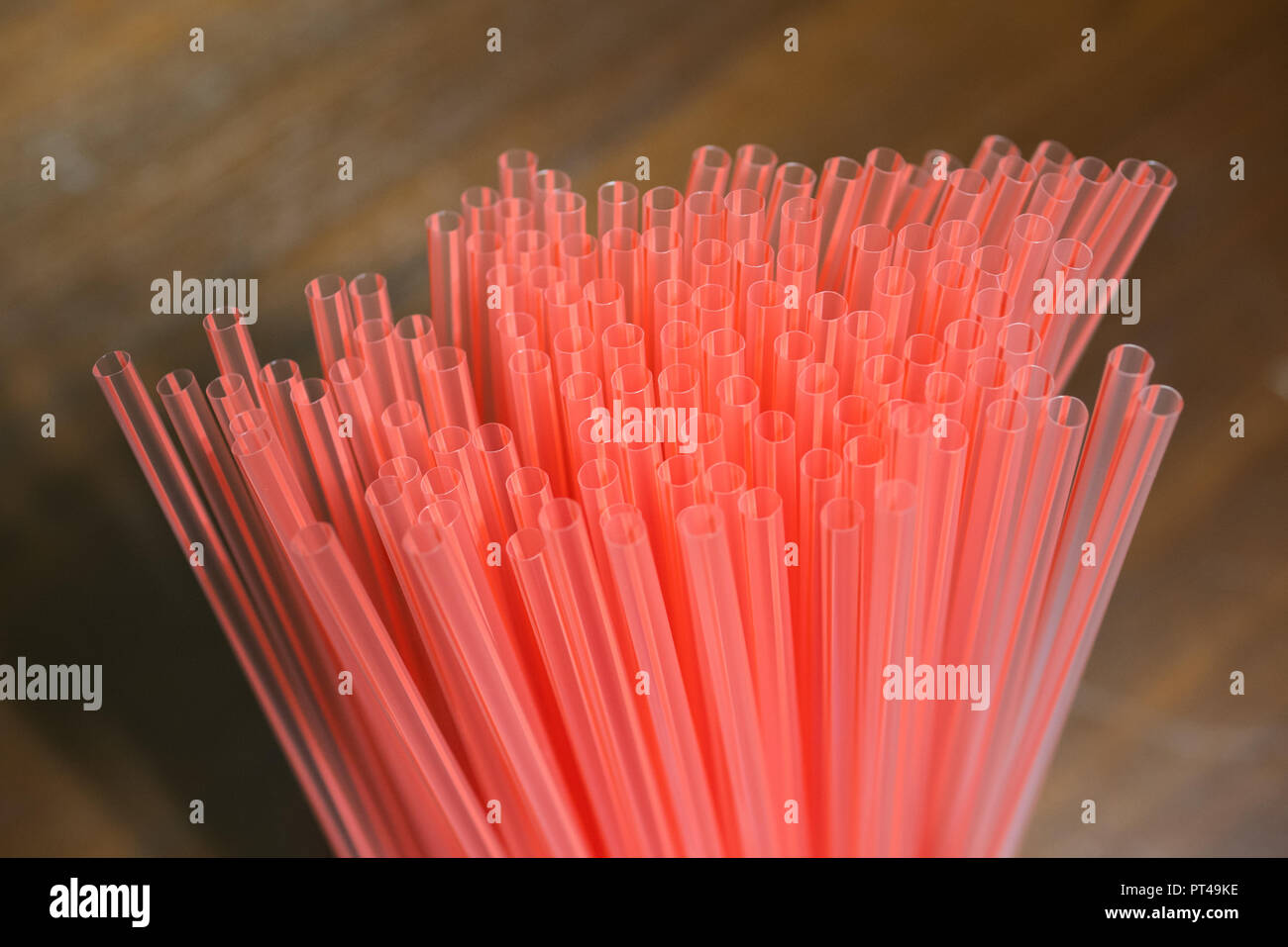 Plastic drinking straws Stock Photo