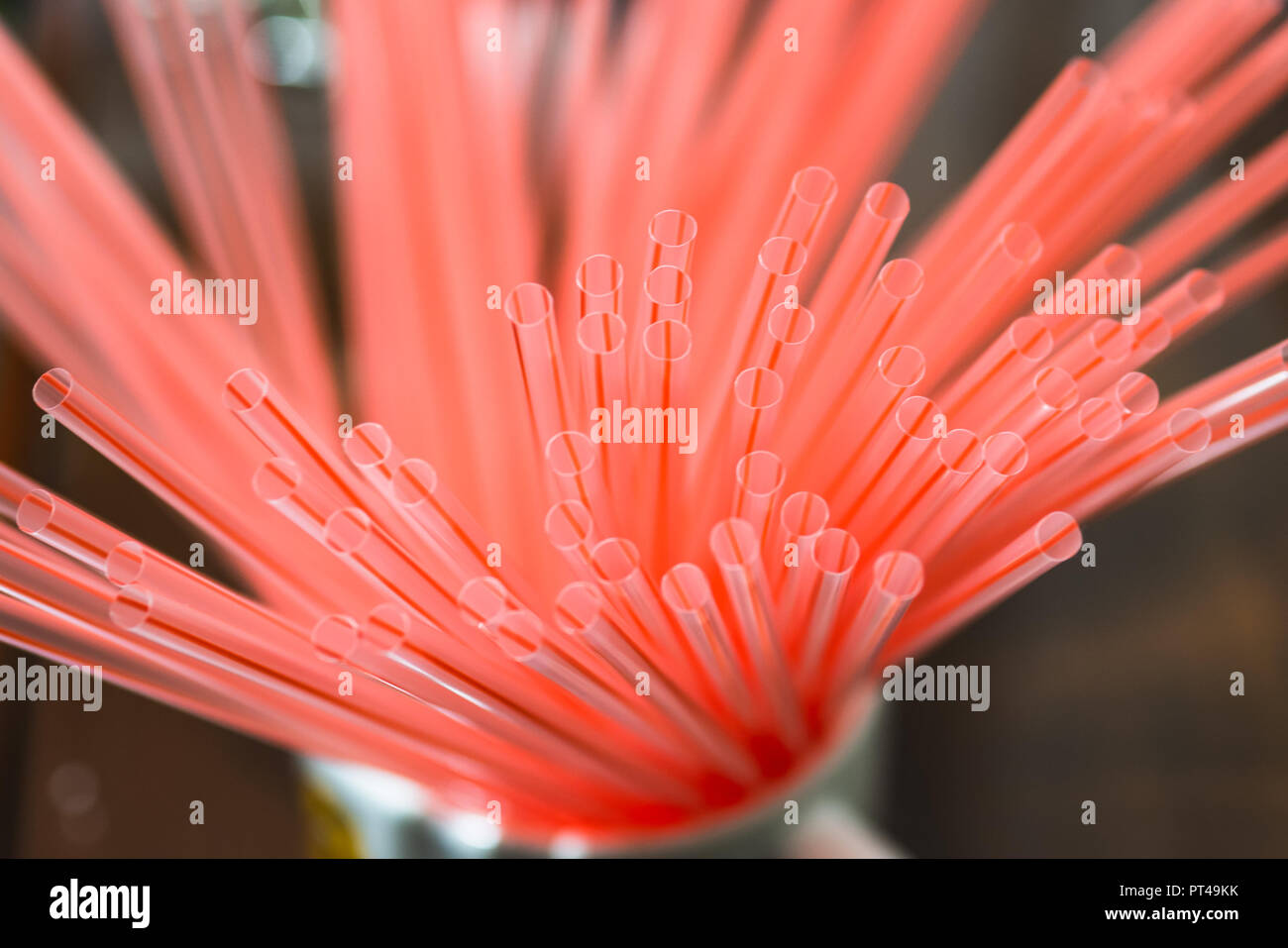 Plastic drinking straws Stock Photo