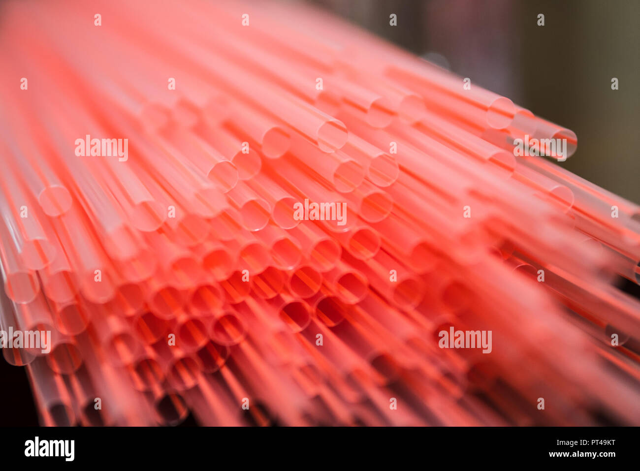 Plastic drinking straws Stock Photo