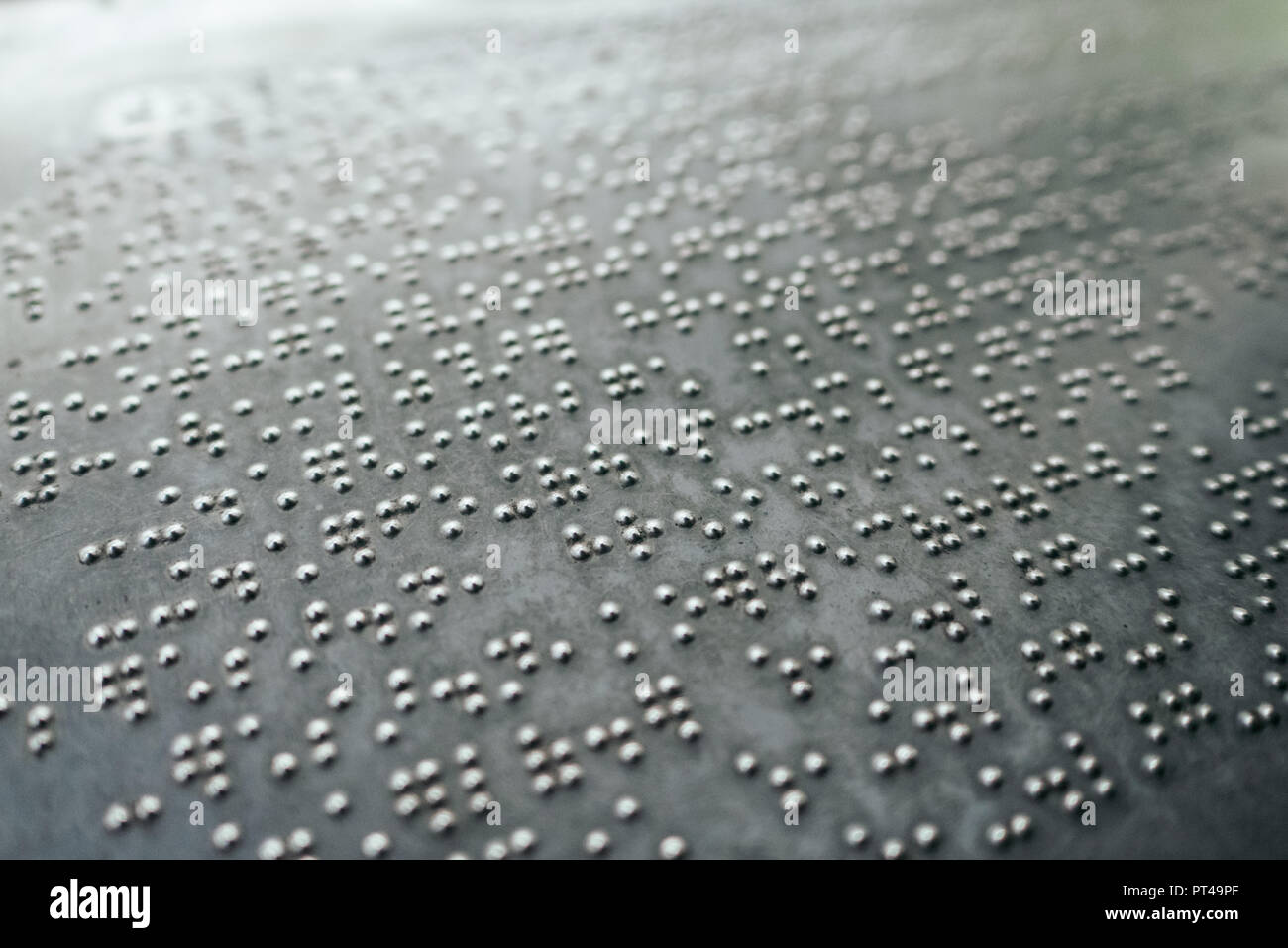 Braille alphabet on metal Stock Photo