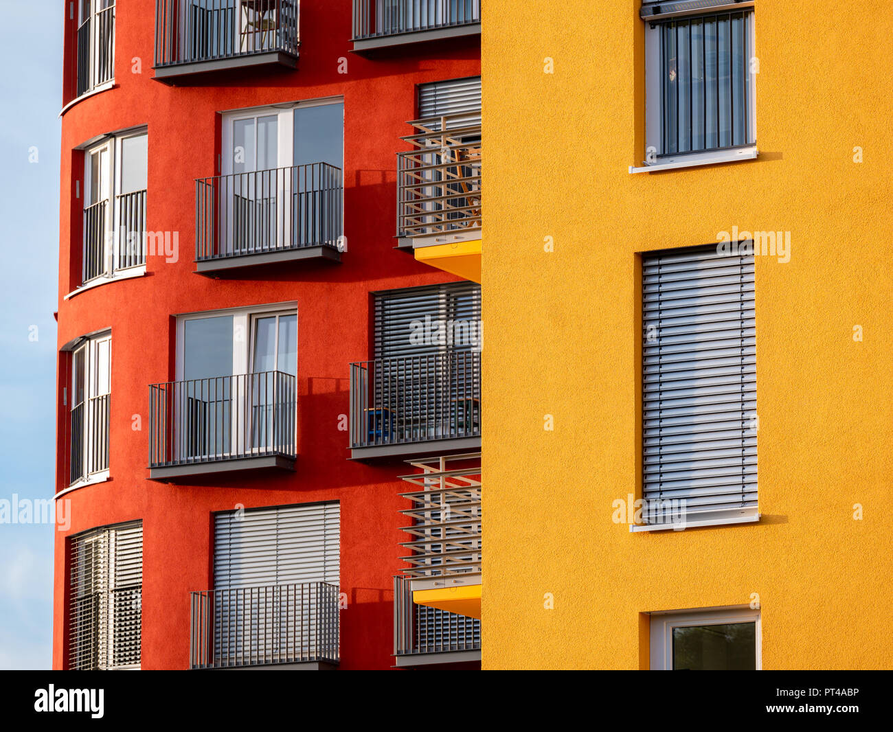 Download Close Up Image Of Two Red And Yellow High Rise Buildings With Windows And Balconies And Blinds Stock Photo Alamy PSD Mockup Templates