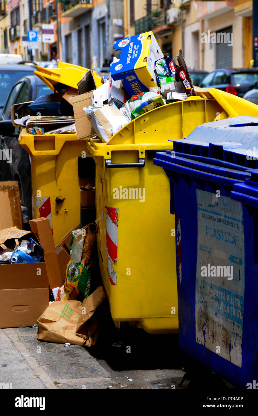 Rubbish Collection Cagliari Sardinia Italy Stock Photo