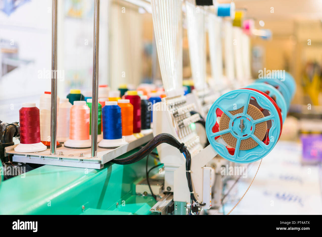 Close up of a professional typewriter for tailoring at a manufacturing
