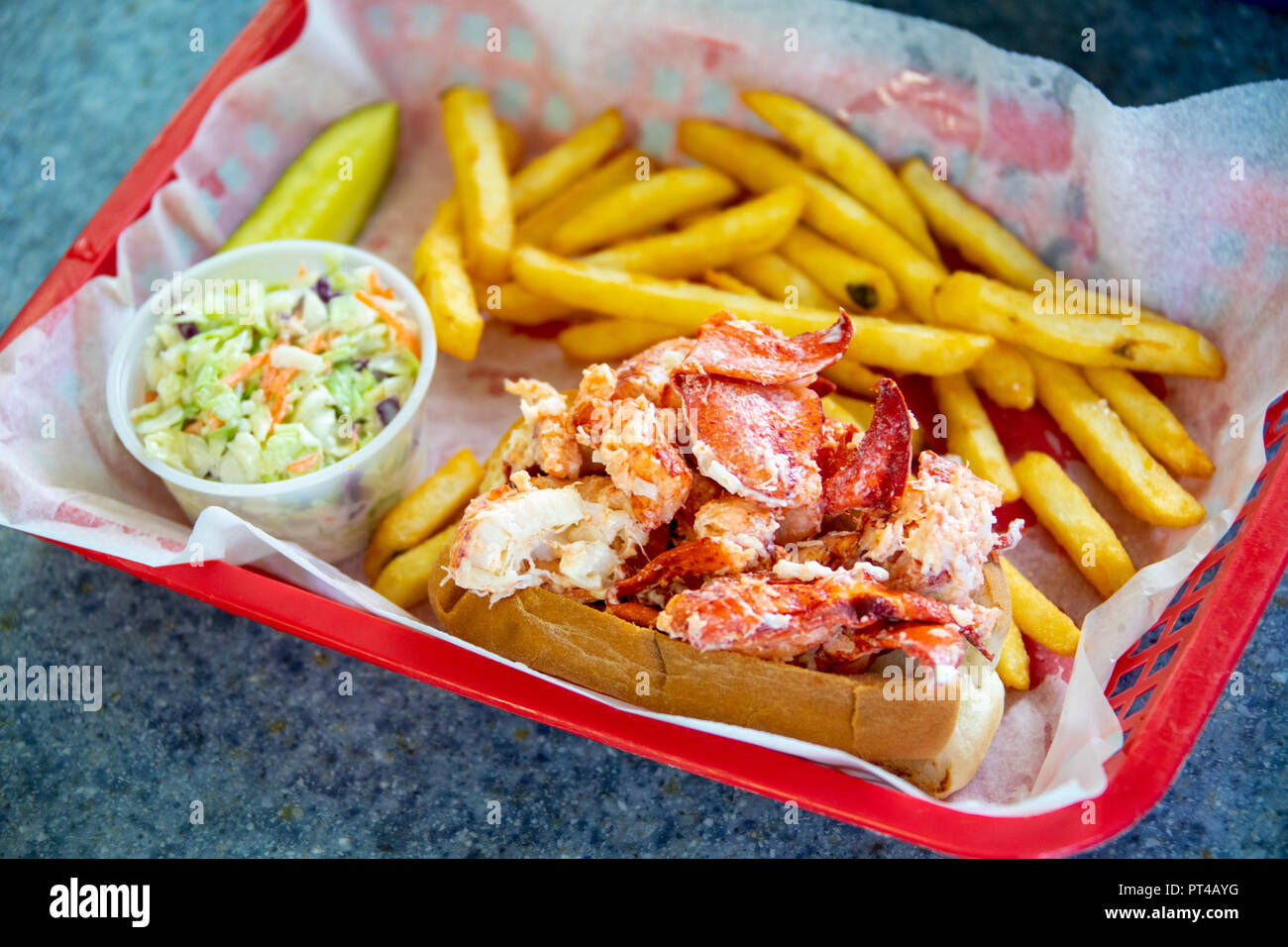 Lobster Roll at Eagle's Nest Restaurant, Brewer, Maine, USA Stock Photo