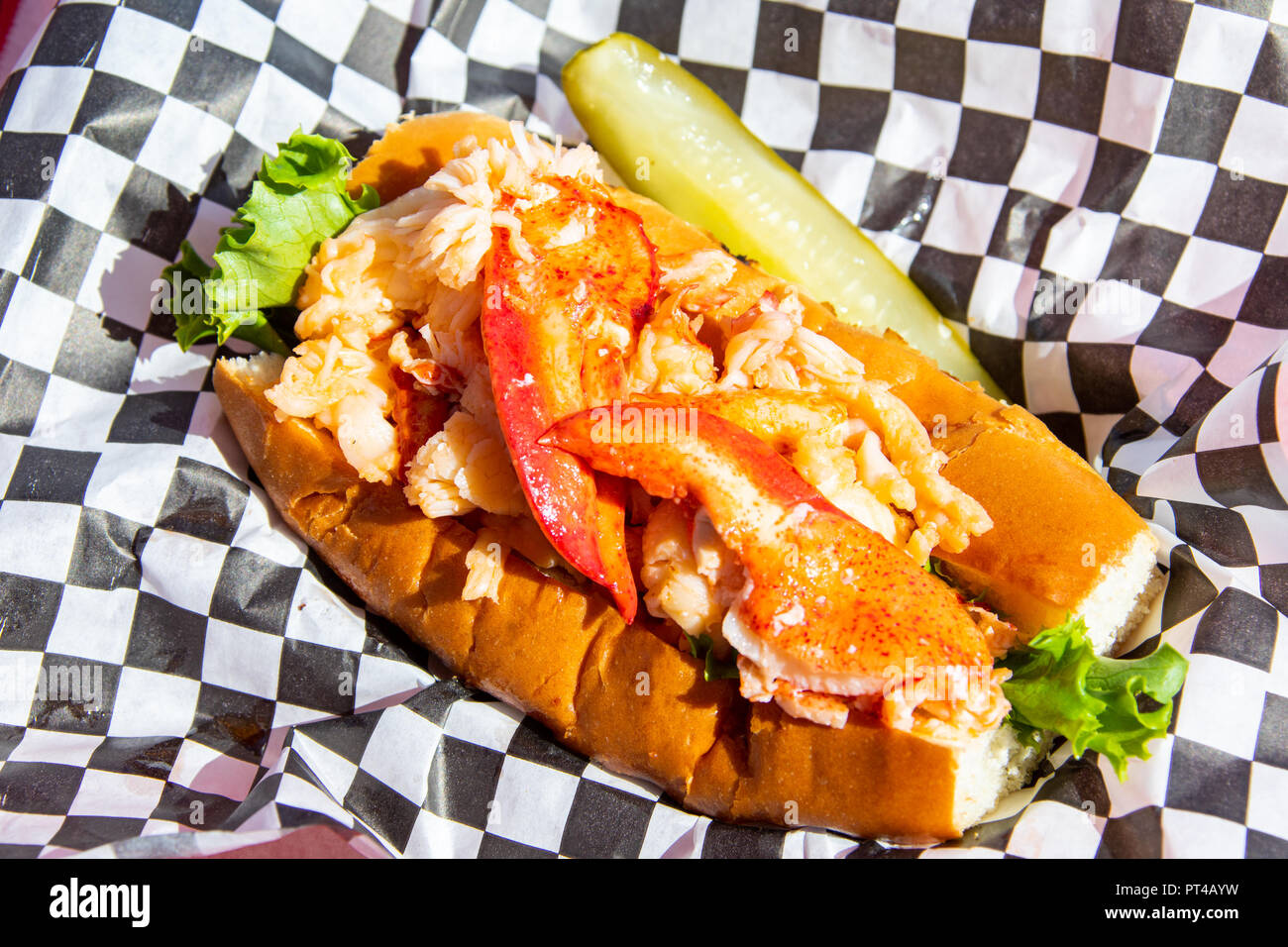 Lobster Roll at Charlotte's Legendary Lobster Pound Restaurant, Seawall, Maine Stock Photo