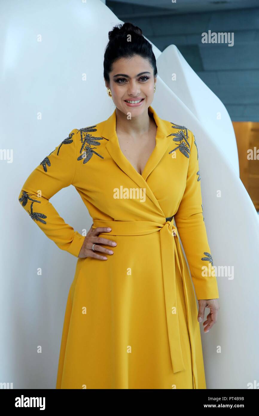 Delhi, India. 05th Oct, 2018. Bollywood actress Kajol During the promotion of upcoming Movie 'HELICOPTER EELA' Credit: Jyoti Kapoor/Pacific Press/Alamy Live News Stock Photo