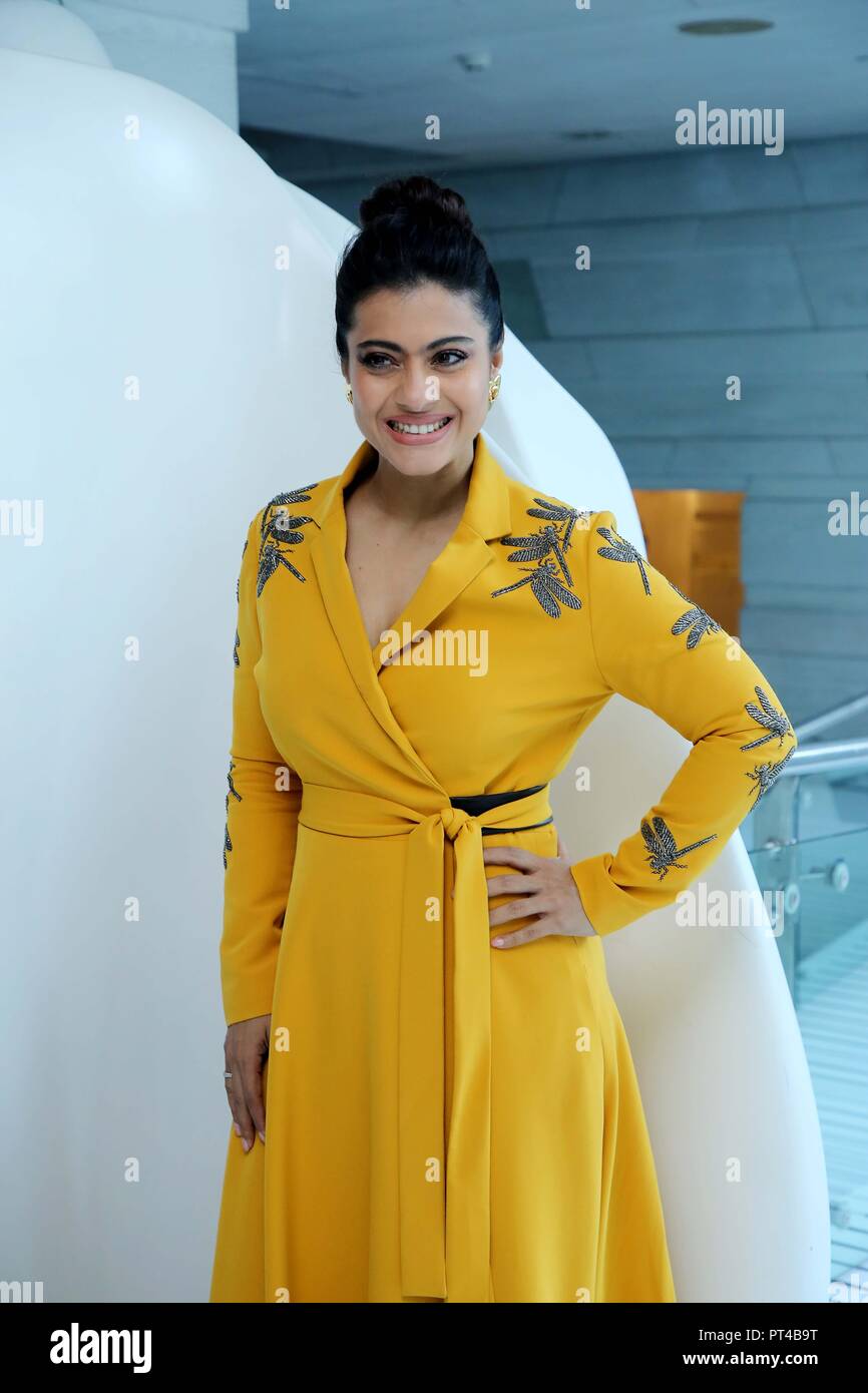 Delhi, India. 05th Oct, 2018. Bollywood actress Kajol During the promotion of upcoming Movie 'HELICOPTER EELA' Credit: Jyoti Kapoor/Pacific Press/Alamy Live News Stock Photo