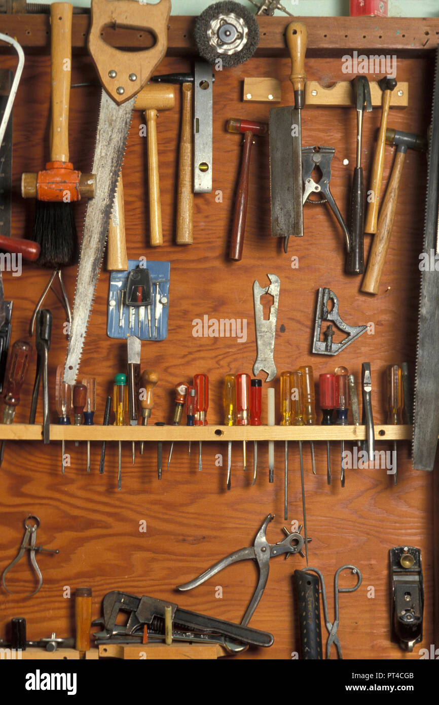 Well stocked home workbench, USA Stock Photo Alamy
