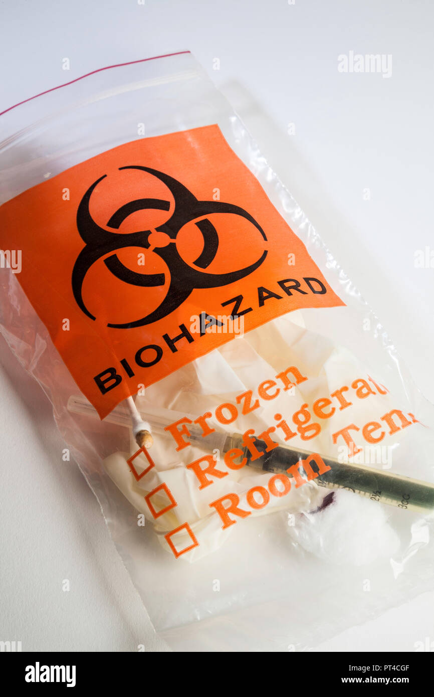 Close up of Biohazard medical waste bag, USA Stock Photo Alamy