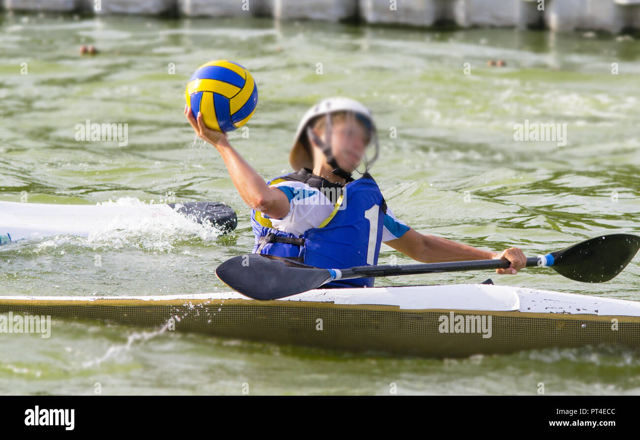 canoe polo match Stock Photo Alamy