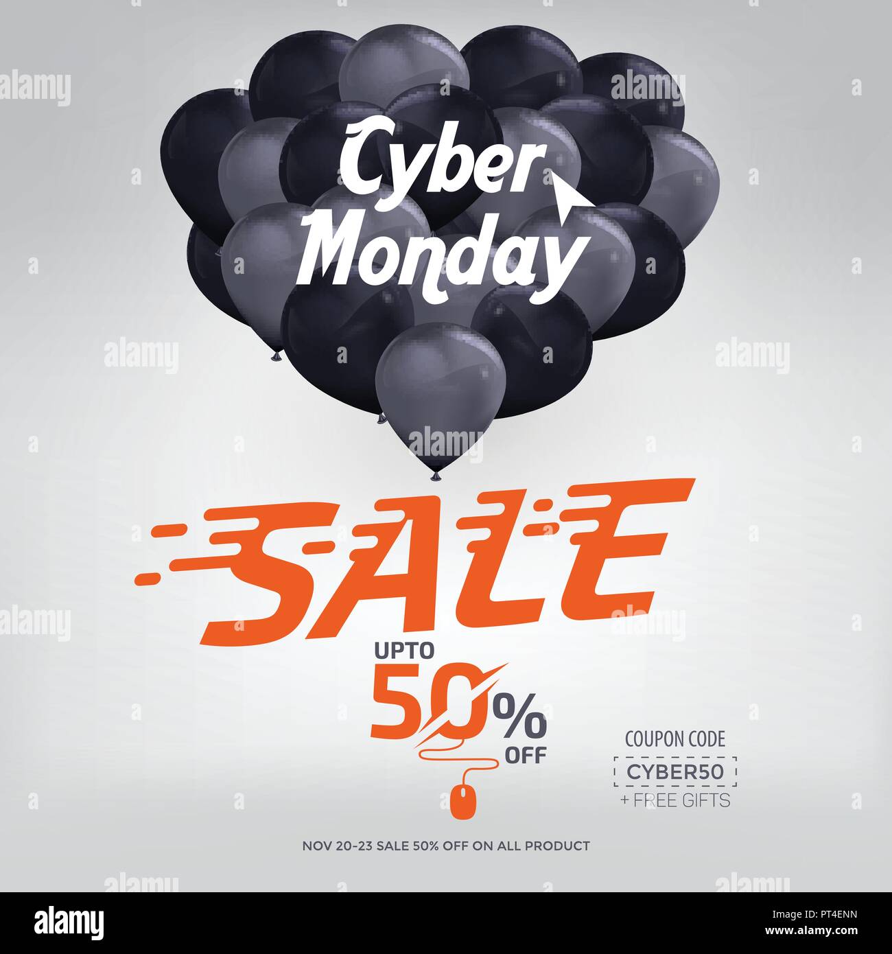 Cyber Monday Sale Banner Ad Vector Template Design Stock Vector