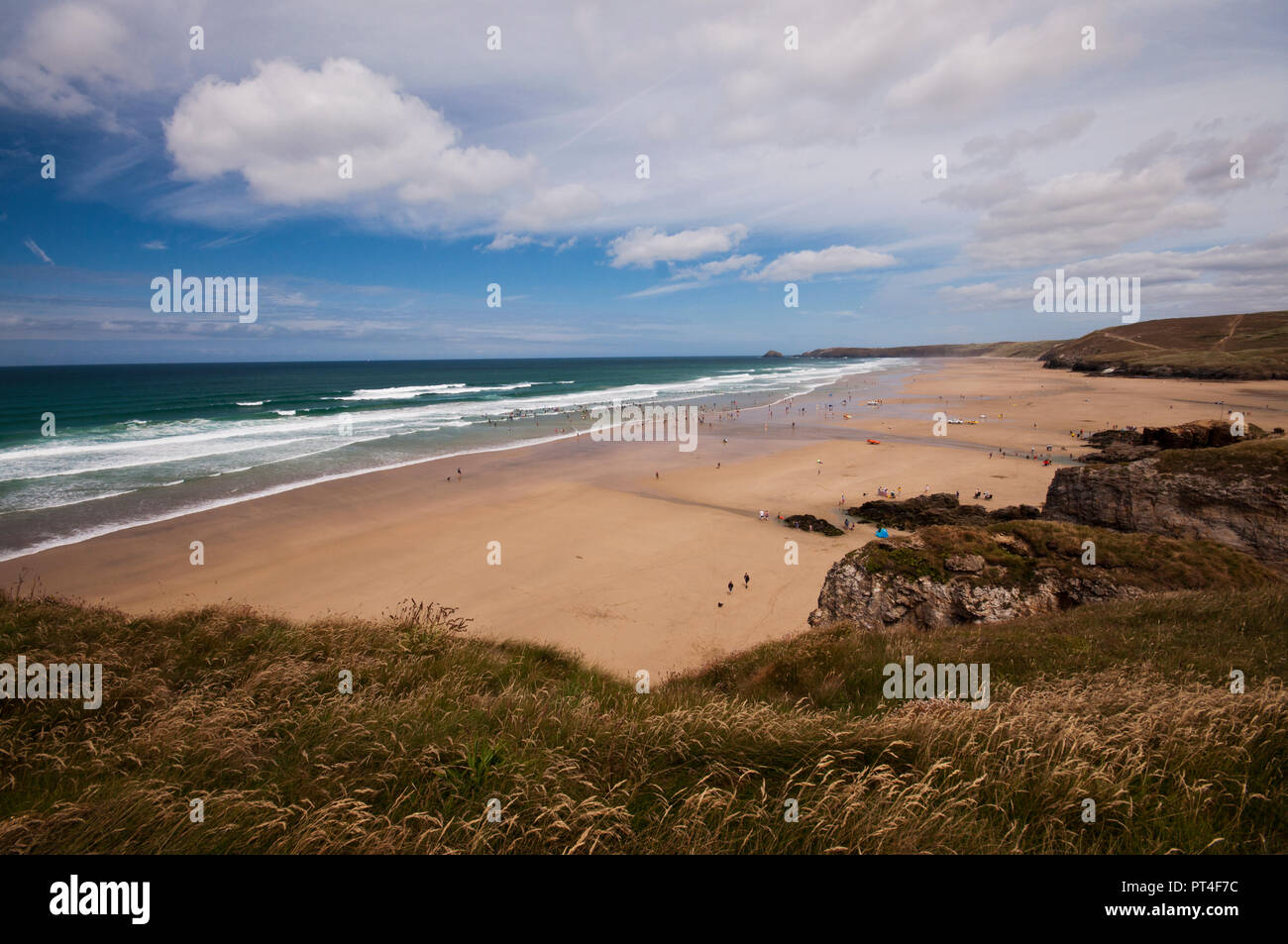 The beach at Perranporth in Cornwall, England UK Stock Photo