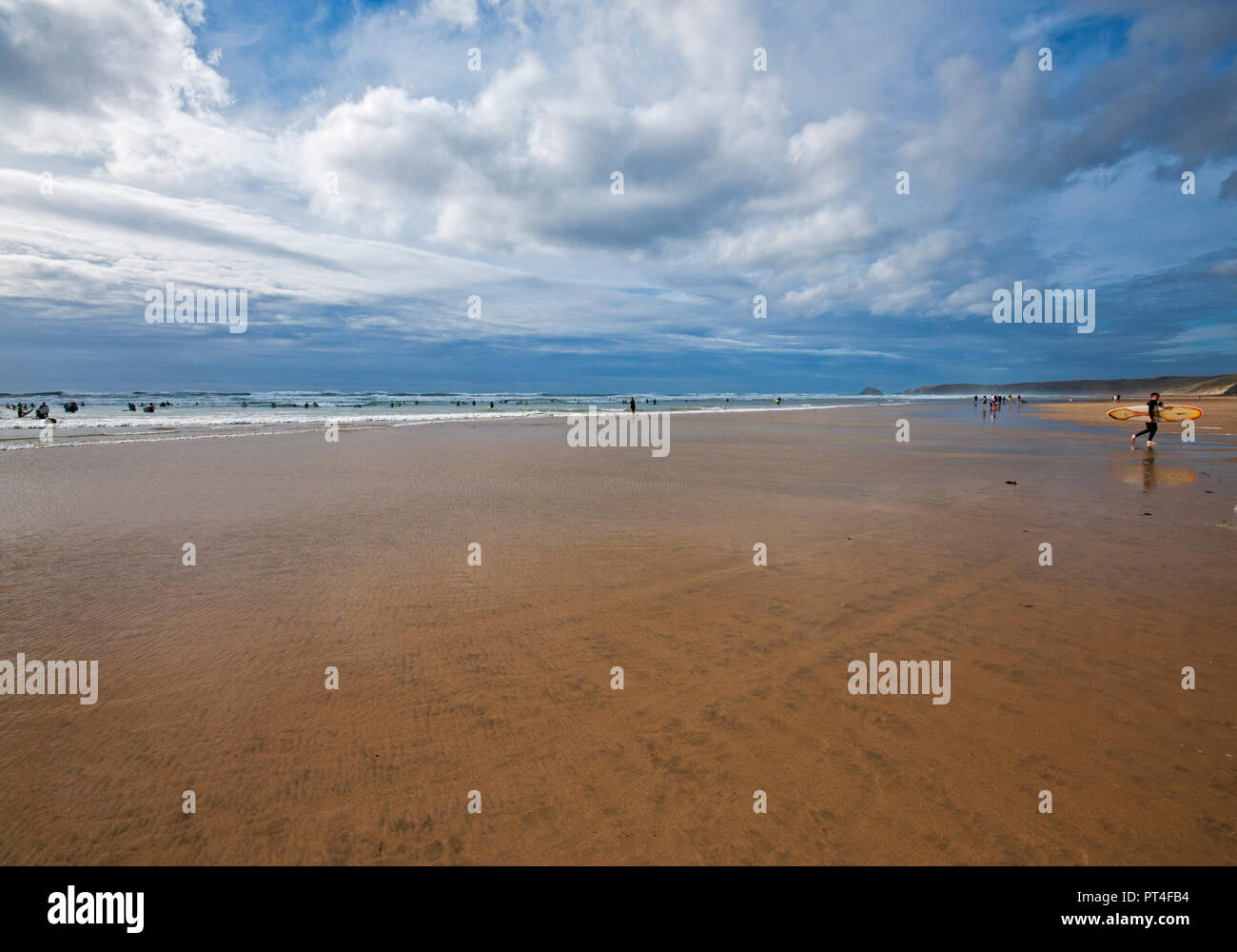 The beach at Perranporth in Cornwall, England UK Stock Photo