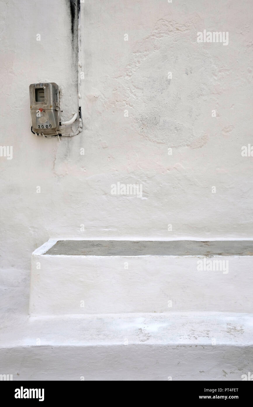 Europe, Greece, Corfu, electricity meter on house wall Stock Photo Alamy
