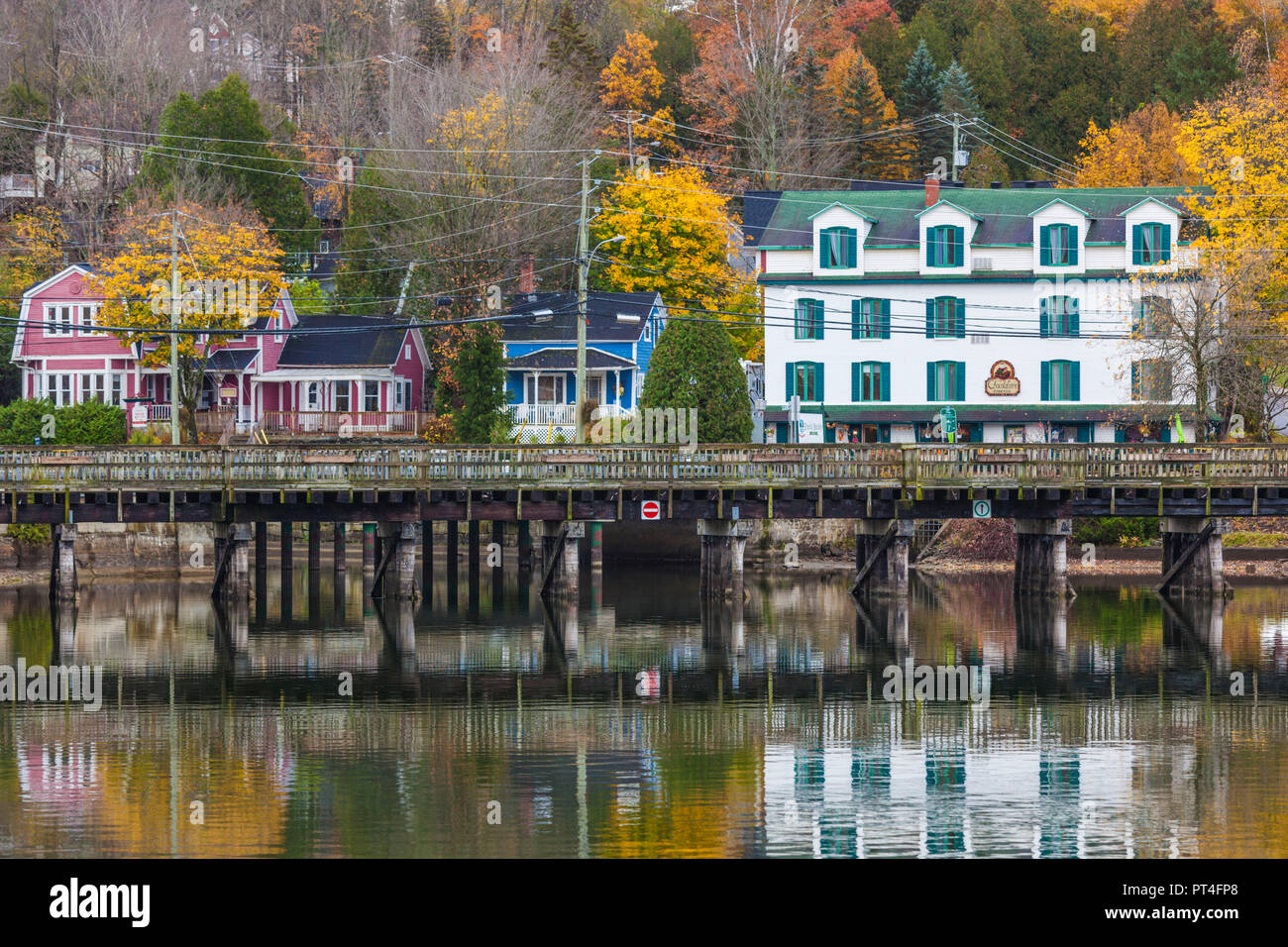 Canada, Quebec, Estrie Region, North Hatley, village view, autumn Stock