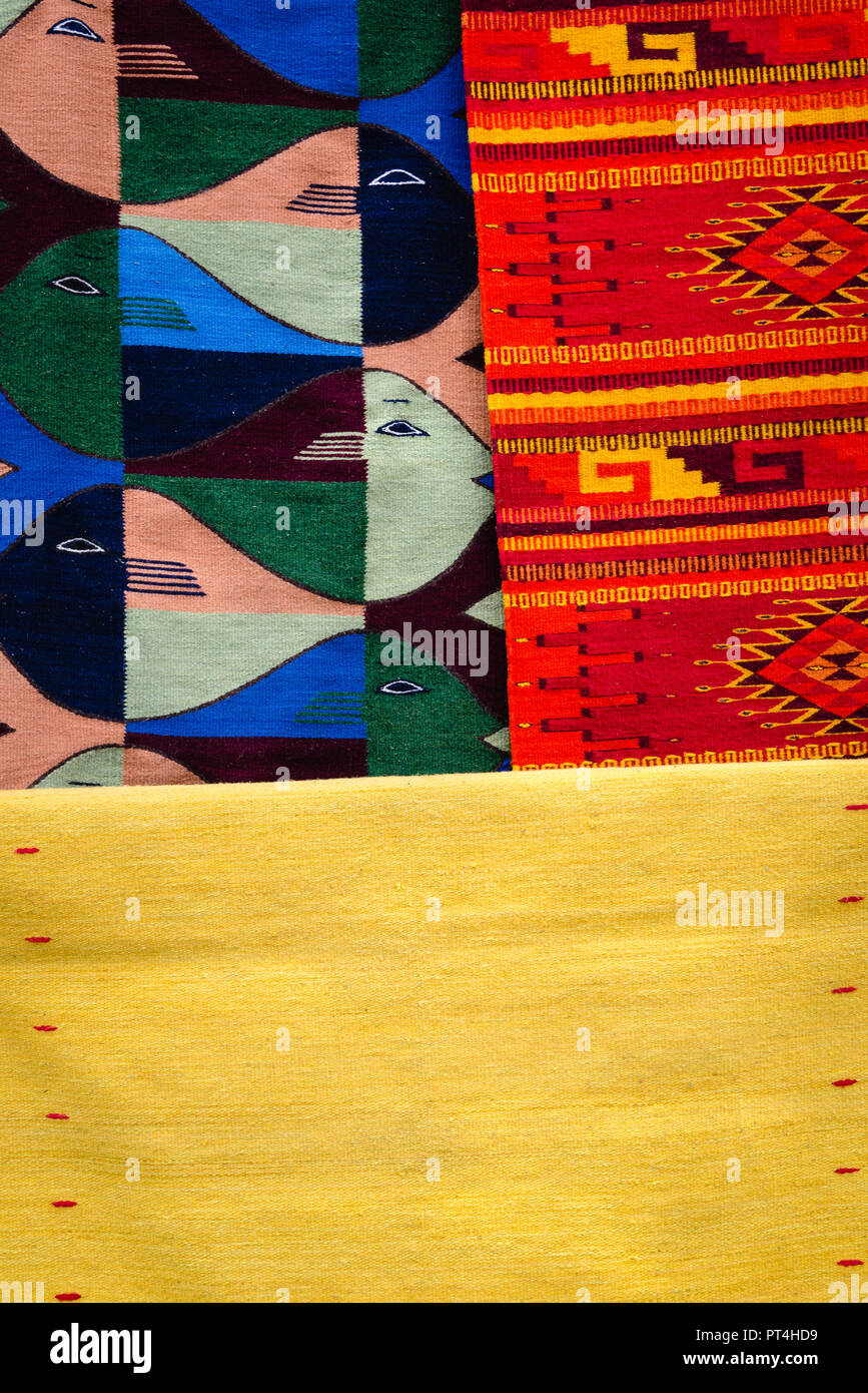 Traditional Zapotec woven rugs in Oaxaca, Mexico Stock Photo - Alamy