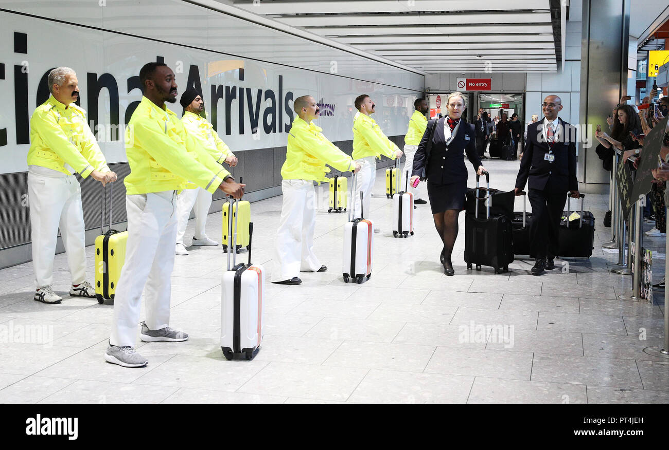 British Airways and Heathrow baggage handlers perform tributes to Heathrow baggage