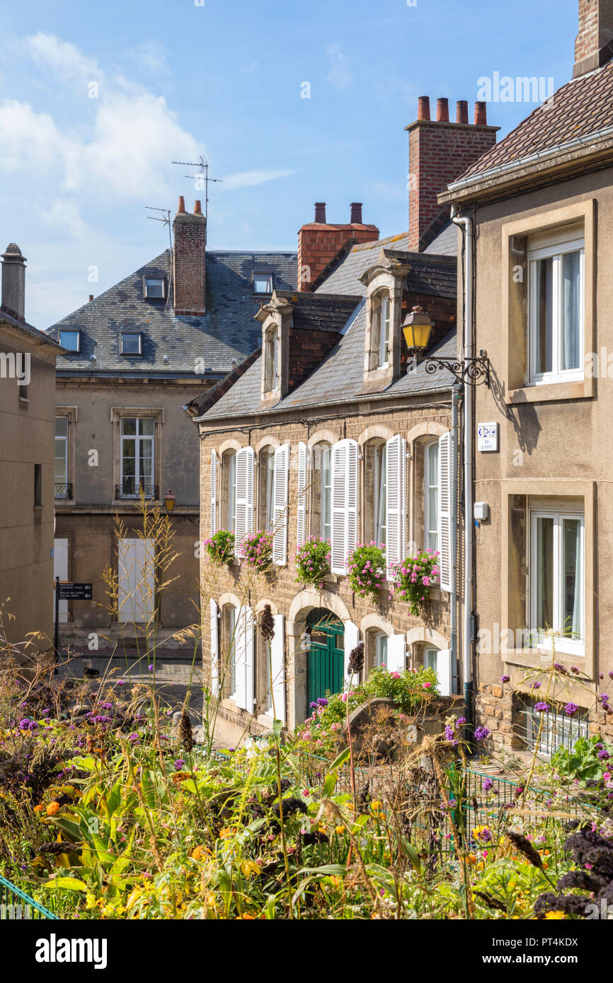 Houses at the fortified city of Boulogne-sur-Mer, France Stock Photo