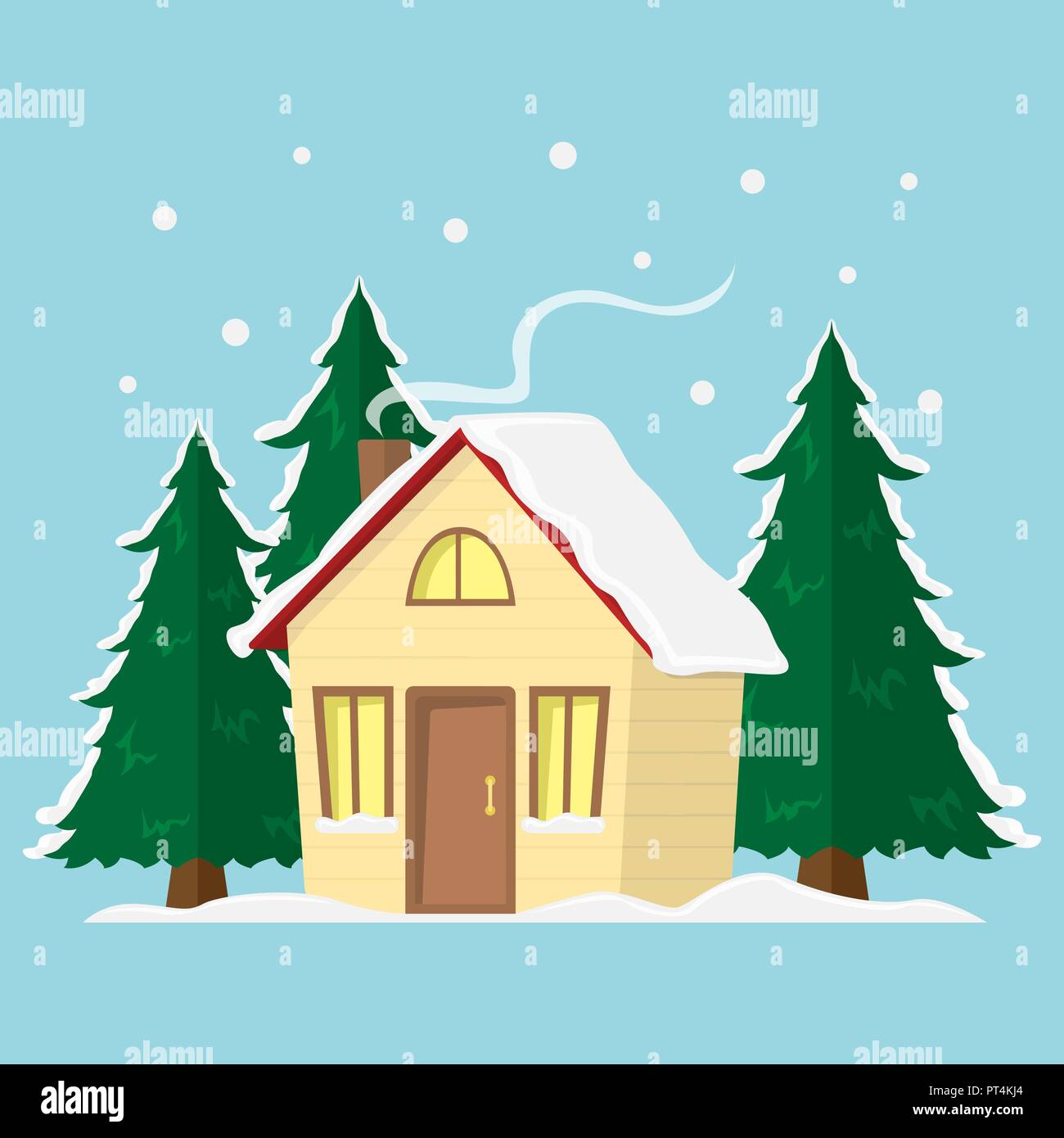Winter mountain landscape background. Flat Vector Illustration with ...