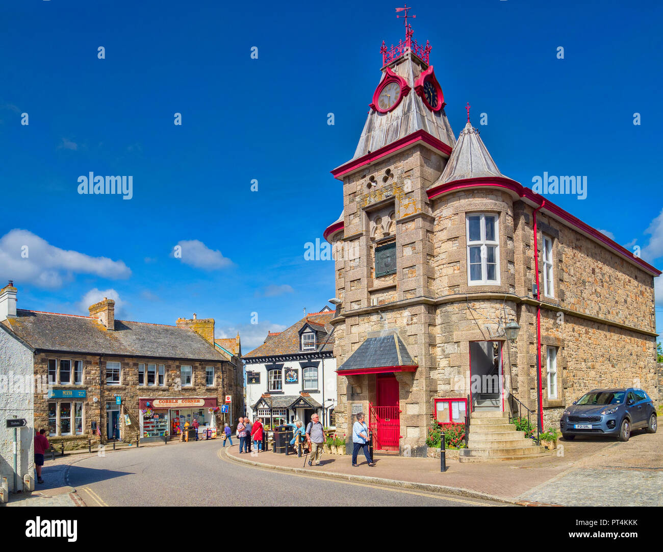 21 June 2018: Marazion, Cornwall, UK - The town centre in summer. Stock Photo