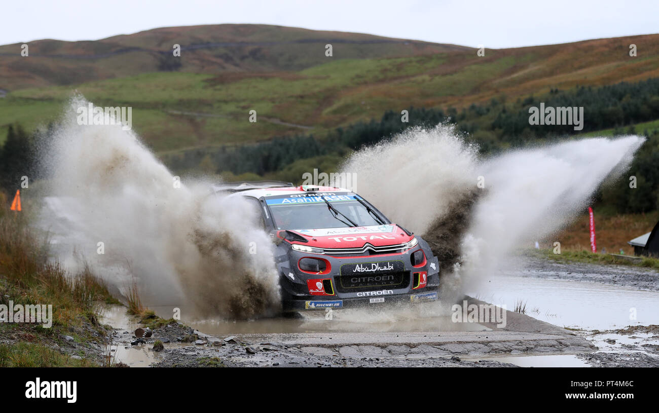 Citroen's Craig Breen on the Sweet Lamb stage during day three of the DayInsure Wales Rally GB. PRESS ASSOCIATION Photo. Picture date: Saturday October 6, 2018. See PA story AUTO Rally. Photo credit should read: David Davies/PA Wire. RESTRICTIONS: Editorial use only. Commercial use with prior consent from teams. Stock Photo