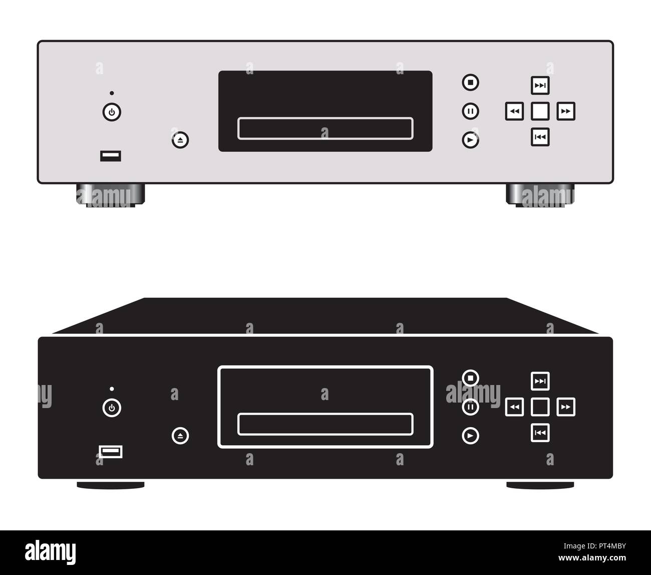 CD player. Digital source. Perspective and flat vector Stock Vector