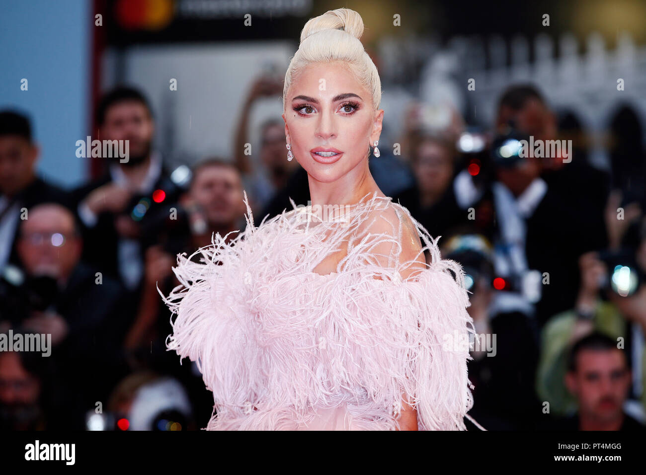 VENICE, ITALY - AUGUST 31: Lady Gaga attends the premiere of the movie 'A Star Is Born' during the 75th Venice Film Festival on August 31, 2018 in Ven Stock Photo