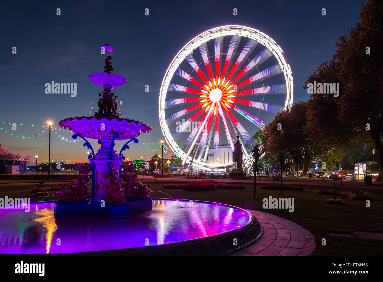 Torquay Wheel And Fountain Stock Photo Alamy