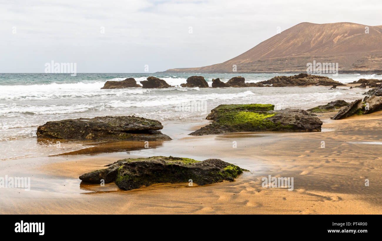 La Solapa, a Virgin Gold-Colored Sandy Beach in Fuerteventura, Canary Islands Stock Photo