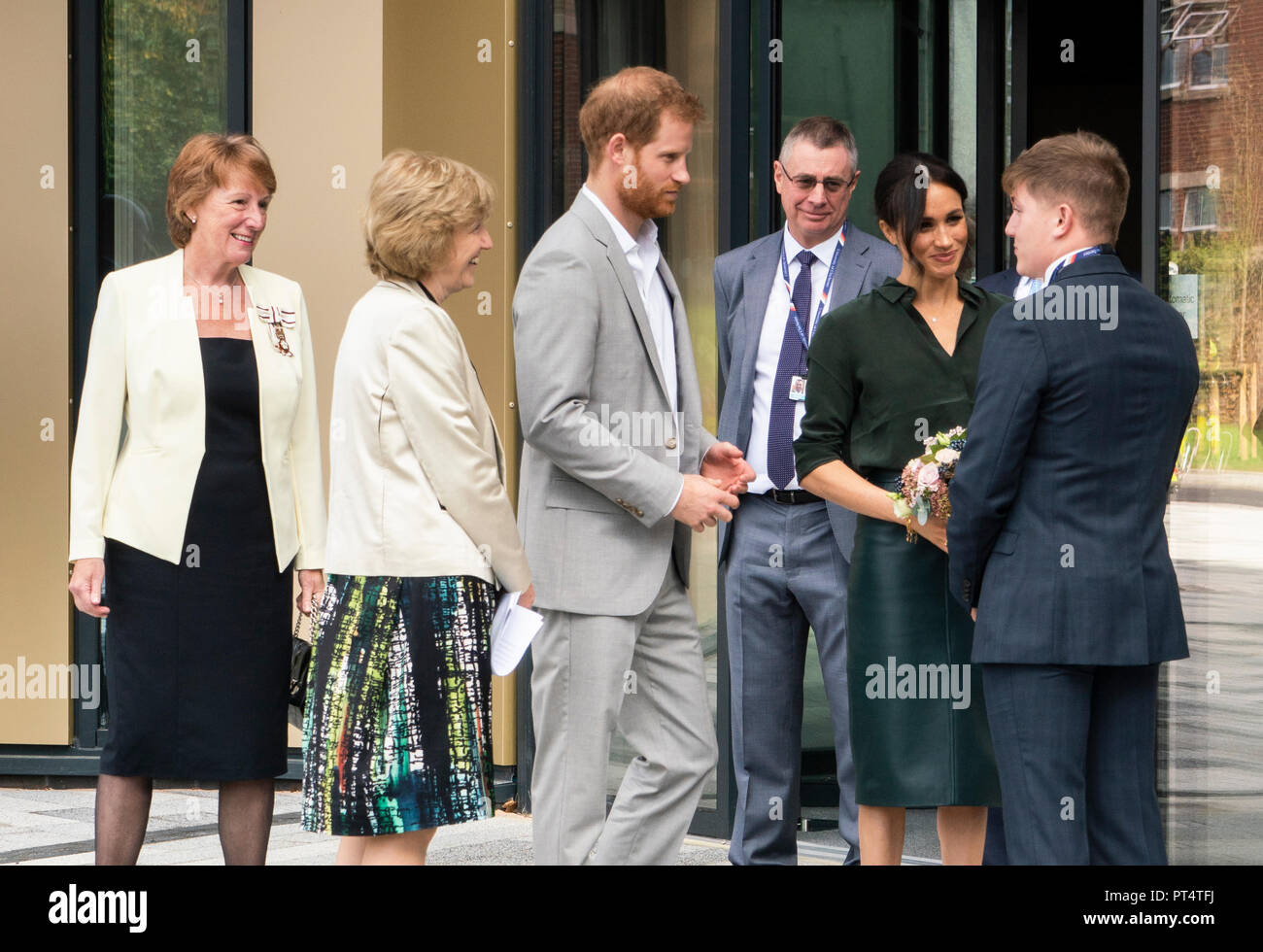 Bognor Regis, West Sussex / UK - 3rd October 2018: Their Royal Highnesses the Duke & Duchess of Sussex open the University (Chichester) Tech Park. Stock Photo
