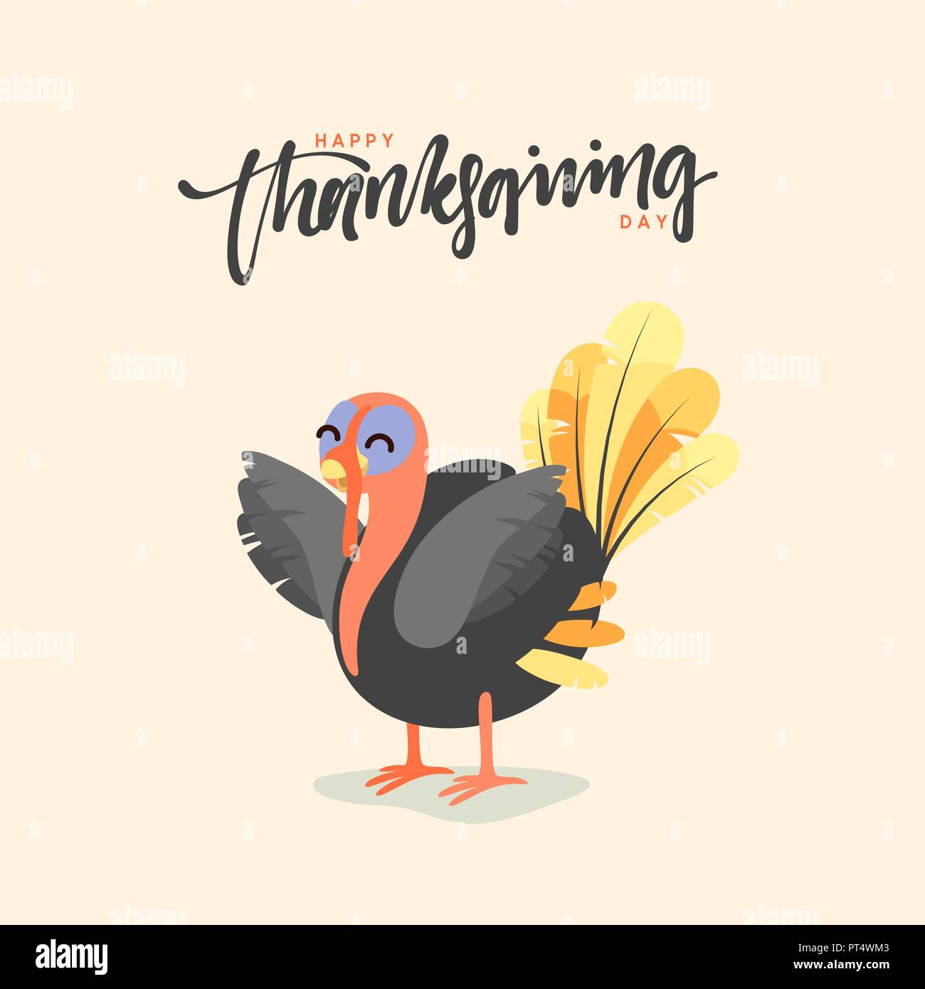 Cartoon Turkey bird. Happy Thanksgiving Celebration. Funny character turkey Stock Vector