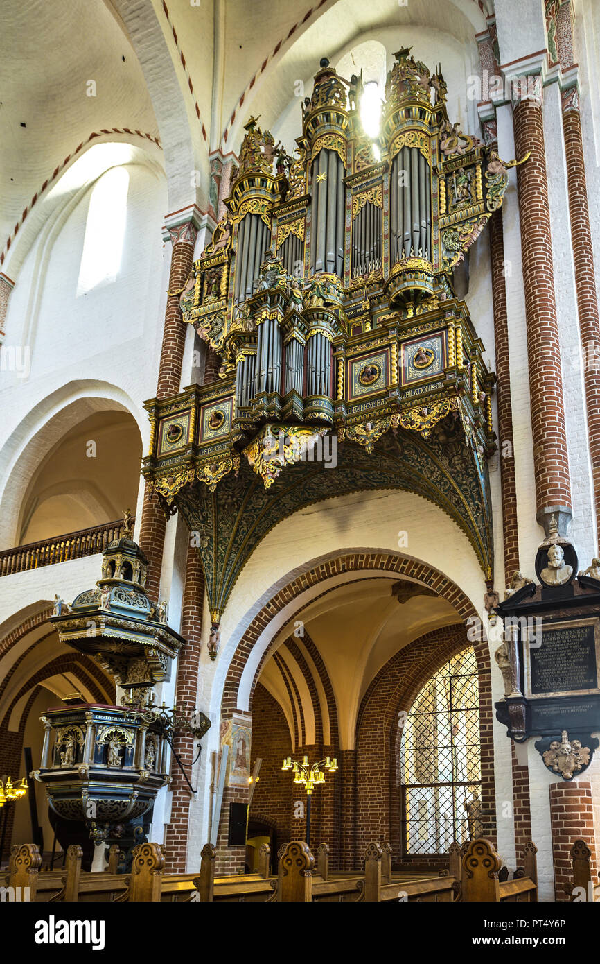 Organ, Roskilde Cathedral, Zealand, denmark Stock Photo
