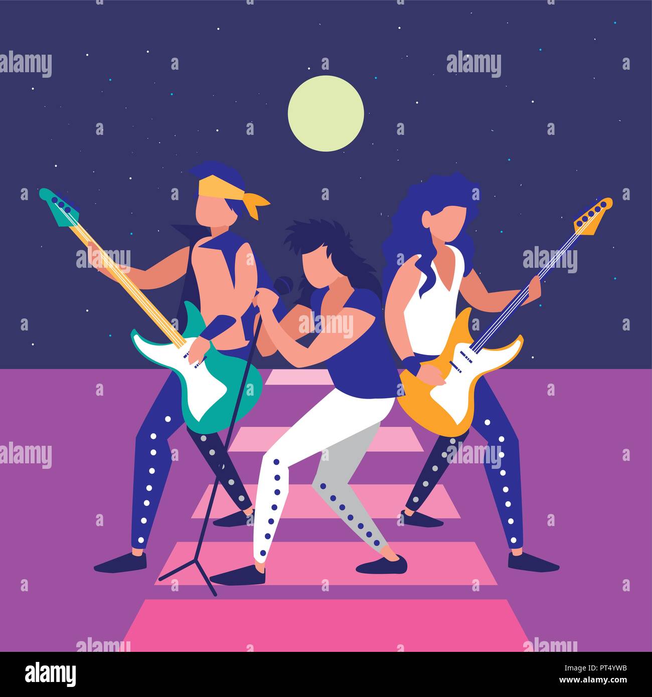 rock band icon over purple background, colorful design. vector