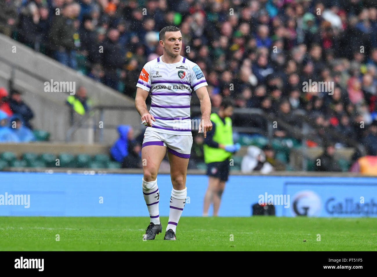London, UK. 6th Oct 2018. George Ford of Leicester Tigers  during Gallagher Premiership match between Northampton Saints and Leicester Tigers in Aid of Rob Horne at Twickenham Stadium on Saturday, 06 October 2018. LONDON ENGLAND.  (Editorial use only, license required for commercial use. No use in betting, games or a single club/league/player publications.) Credit: Taka Wu/Alamy Live News Stock Photo